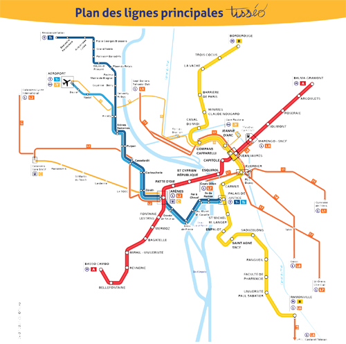 Plan lignes principales Toulouse